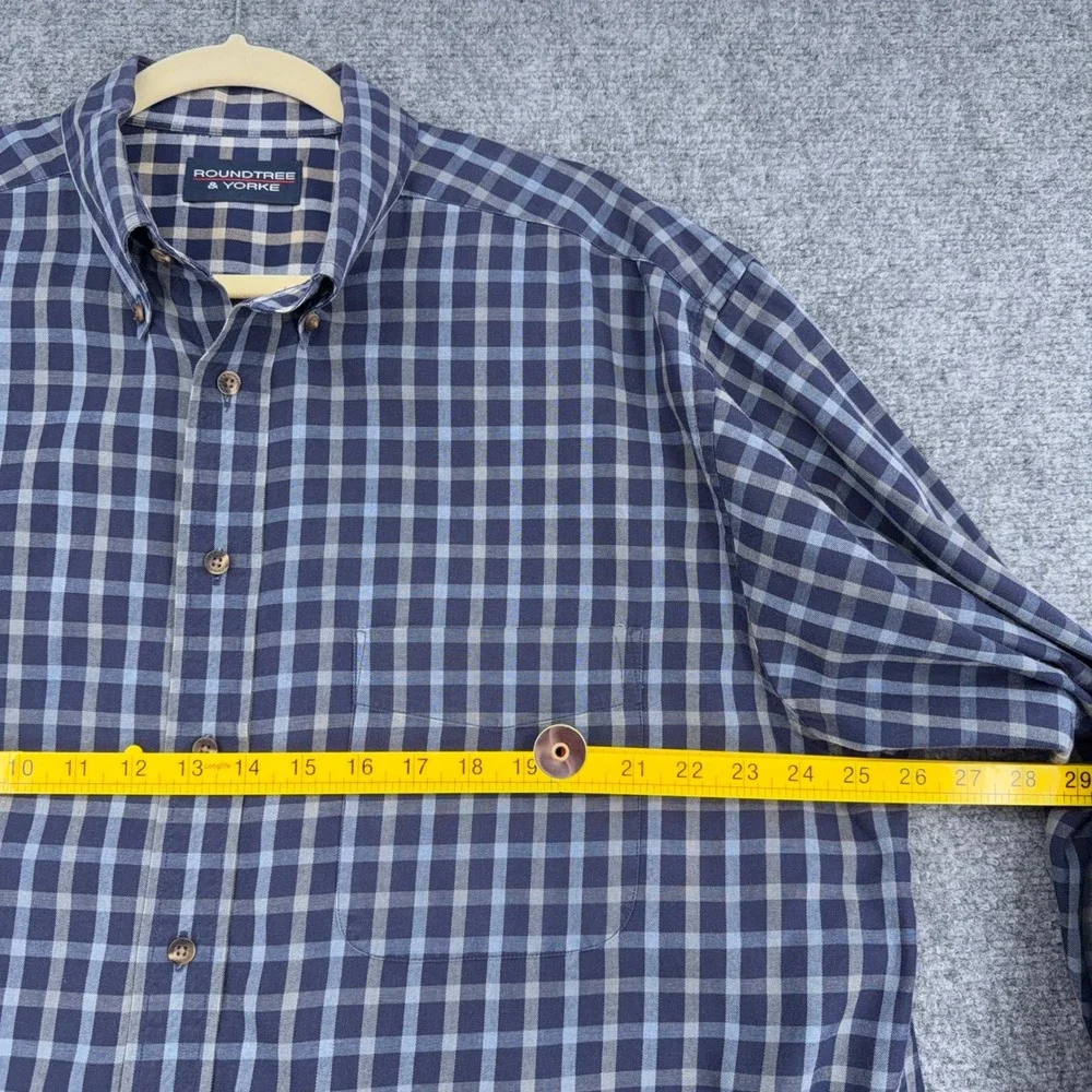 Roundtree & Yorke Mens XL Plaid Button Down Long Sleeve Shirt Cotton‎ Casual